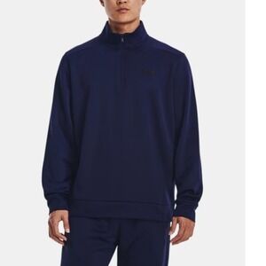 NEW Under Armour 1/4 Zip Fleece Top Men XXL 2XL Navy Blue Long Slv Pullover Warm